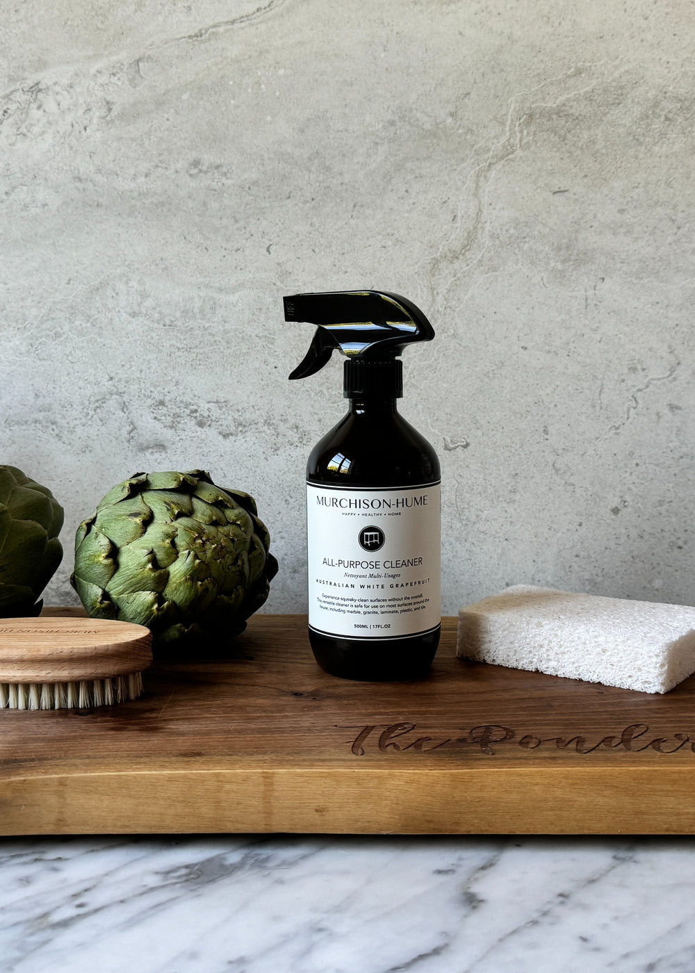 Murchison-Hume All-Purpose Cleaner in Australian White Grapefruit scent with artichoke in background