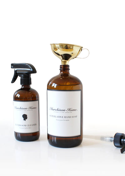 decanting with a brass funnel