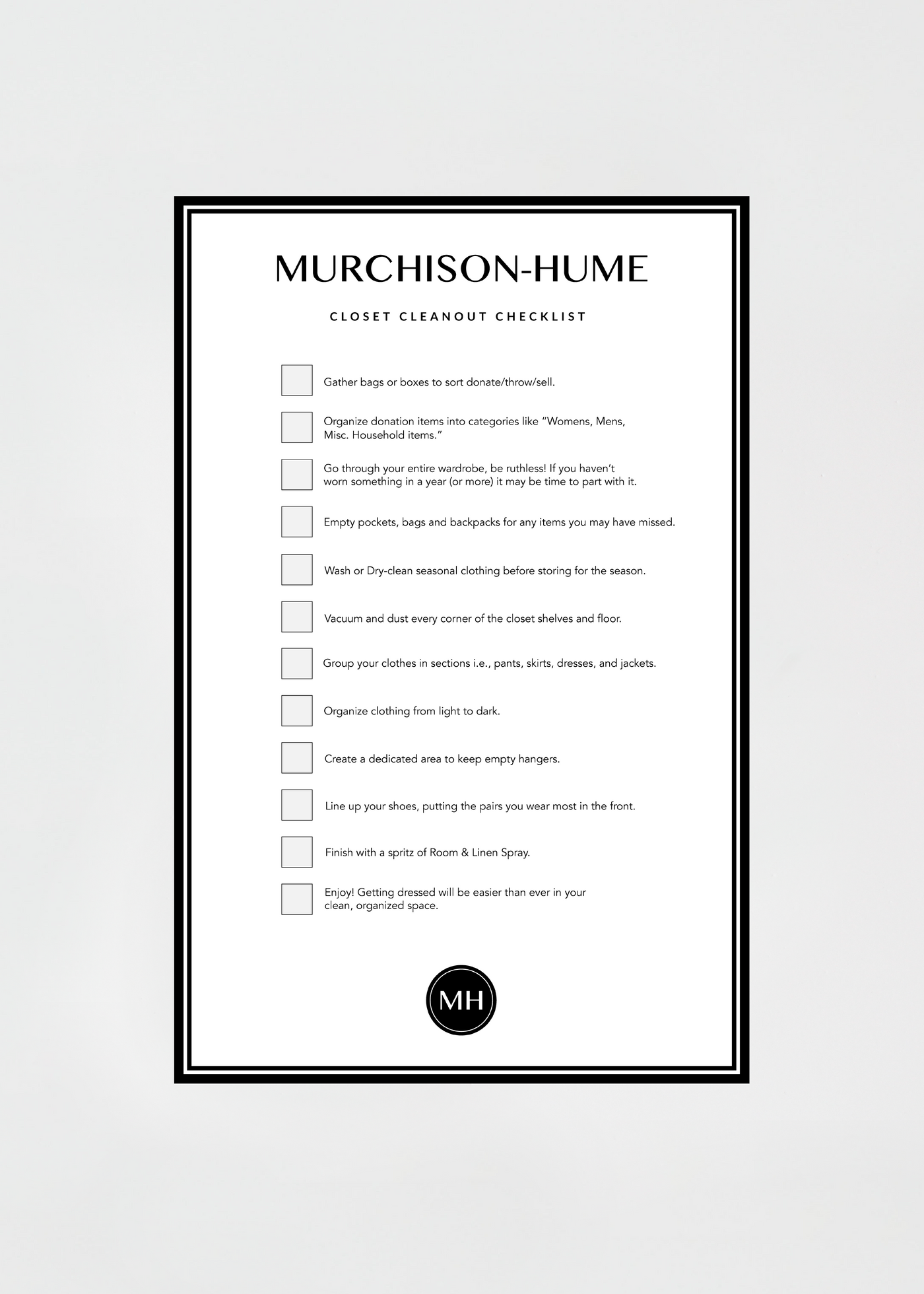 Closet Cleanout Checklist | Downloadable Closet Cleanout Guide – MH-USA ...